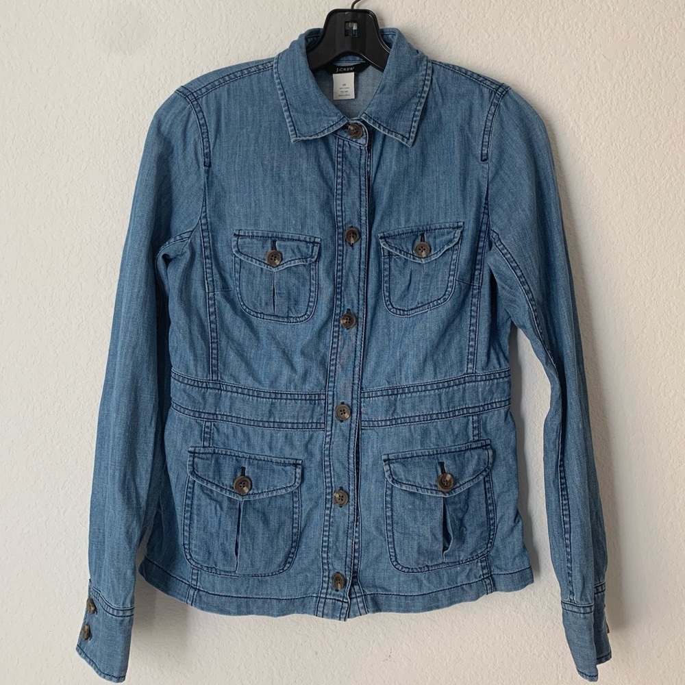 J. Crew Military Style Lt Weight Chambray Jacket